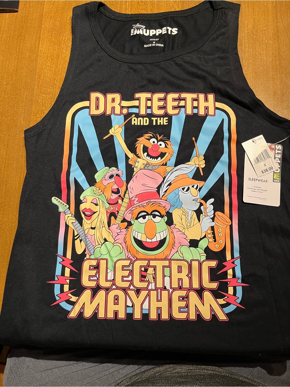 Disney The Muppets Black "Dr. Teeth and the Electric Mayhem" Tank Top NWT small